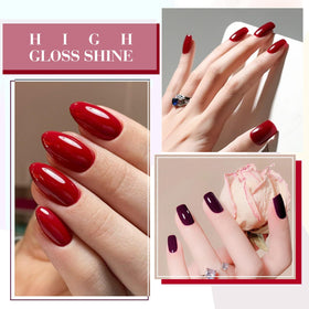 CANNI Dark Red Gel Nail Polish Set displayed on a table
