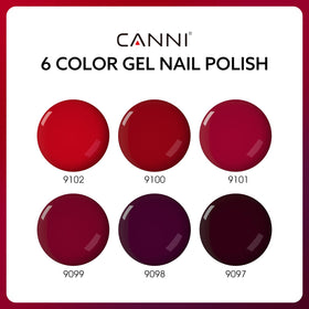 CANNI Dark Red Gel Nail Polish Set with unique coloured bottles