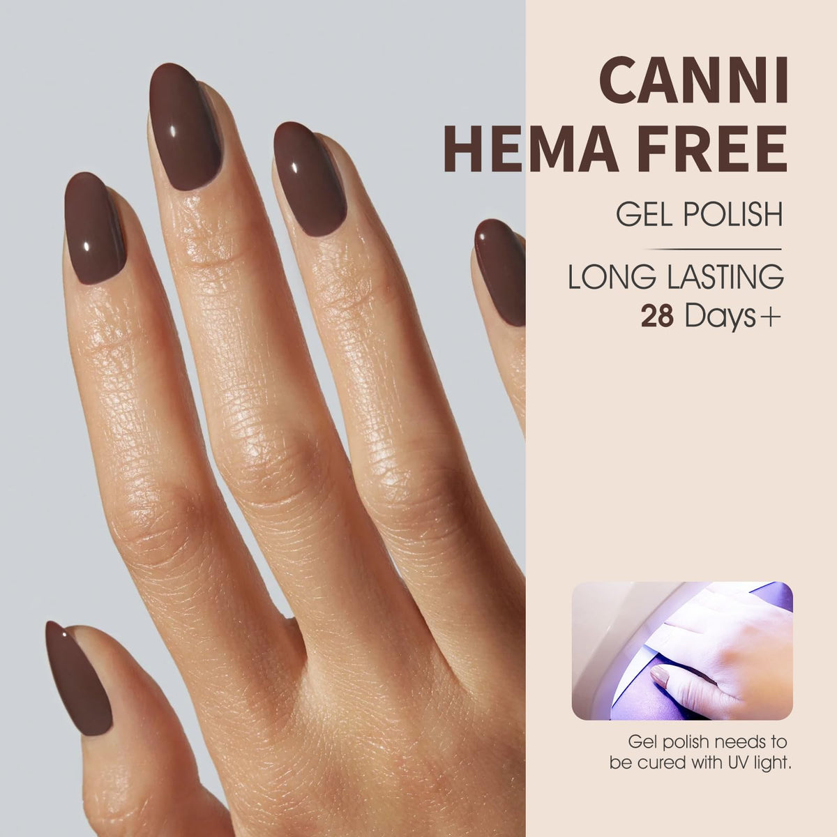 CANNI gel nail polish application on nails