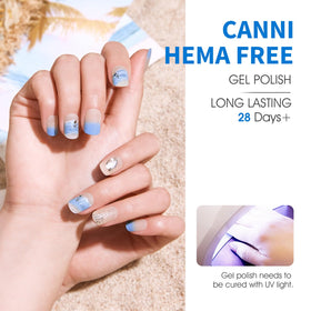 CANNI Gel Nail Polish application process with UV lamp