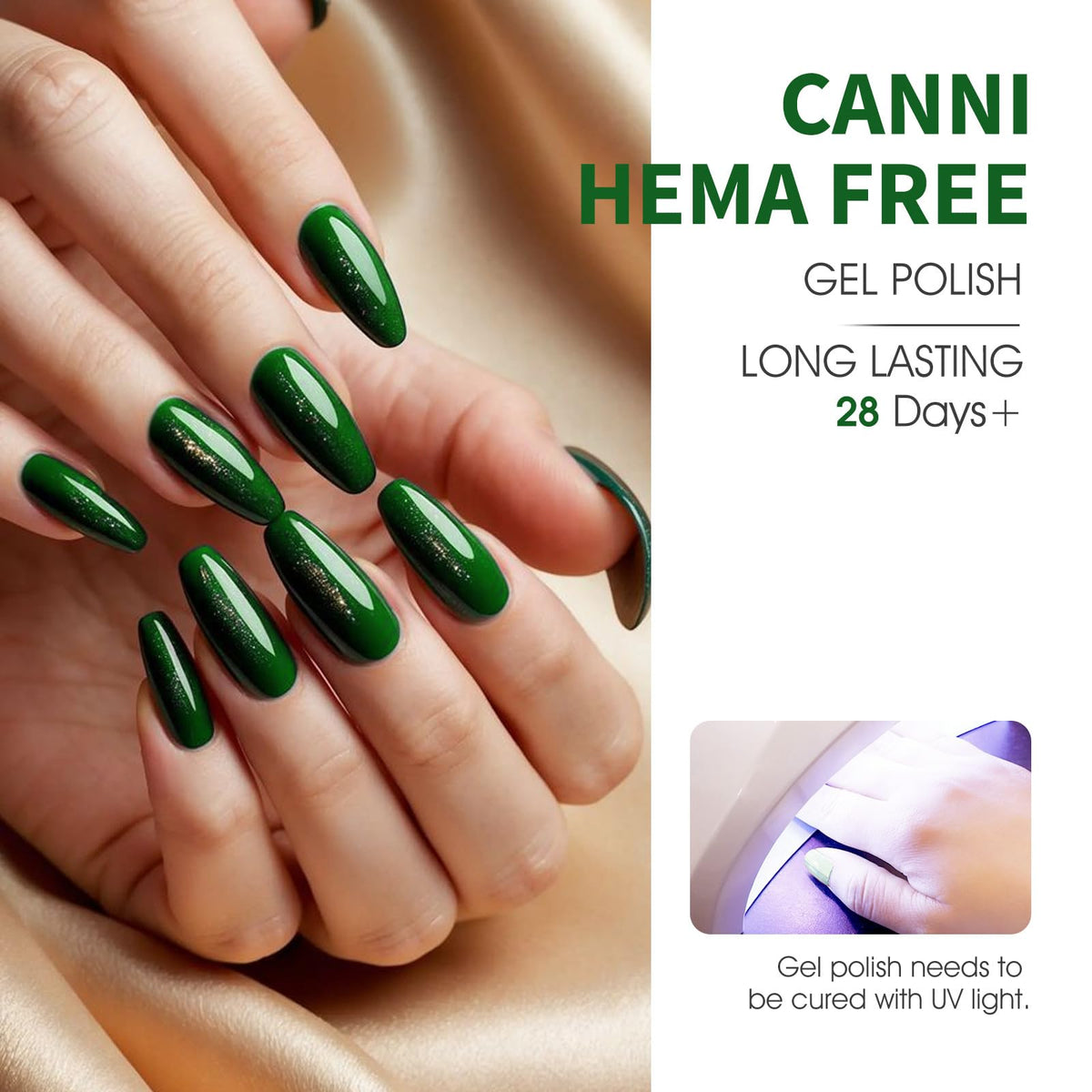 CANNI Gel Nail Polish application process with UV lamp