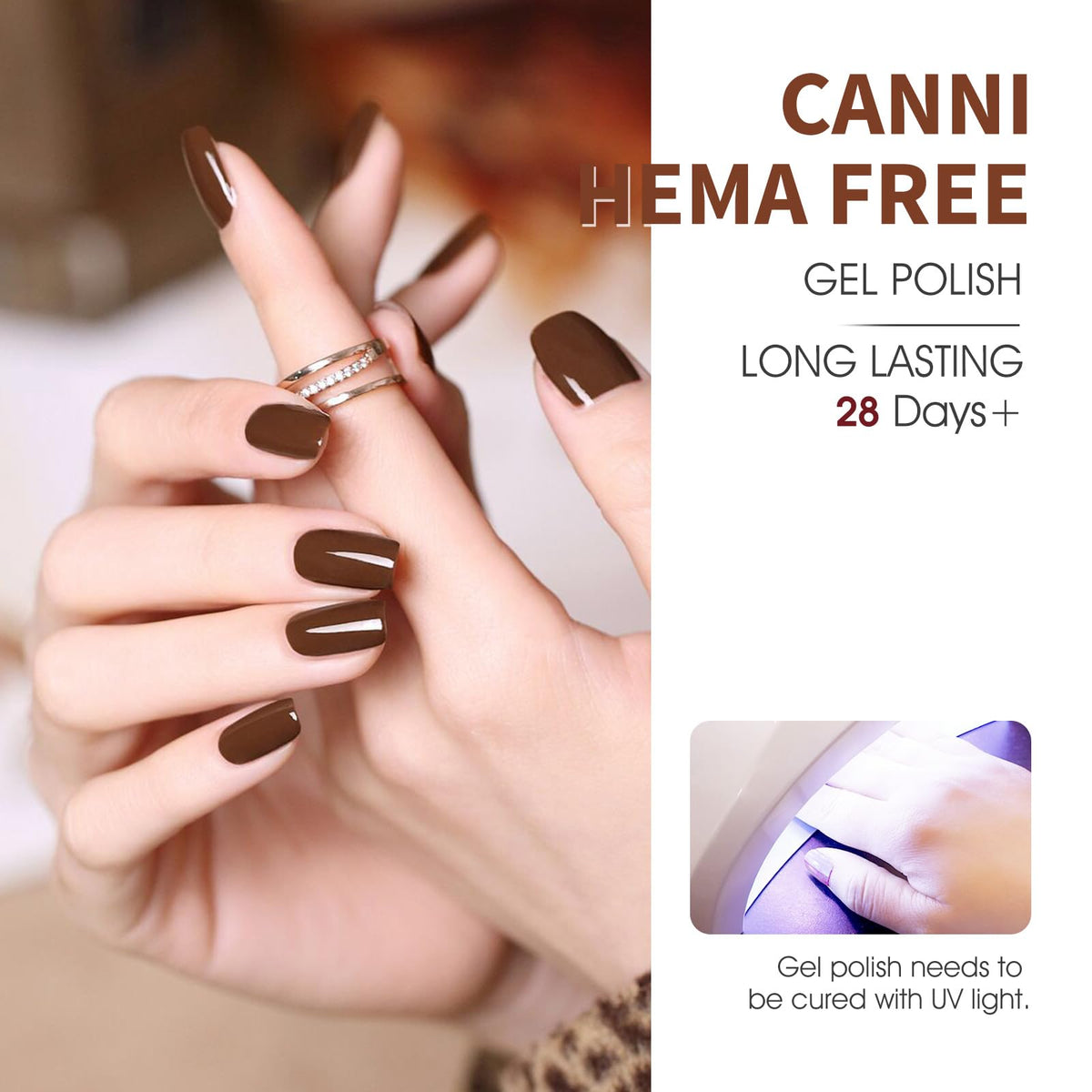 CANNI gel nail polish bottles in various brown shades