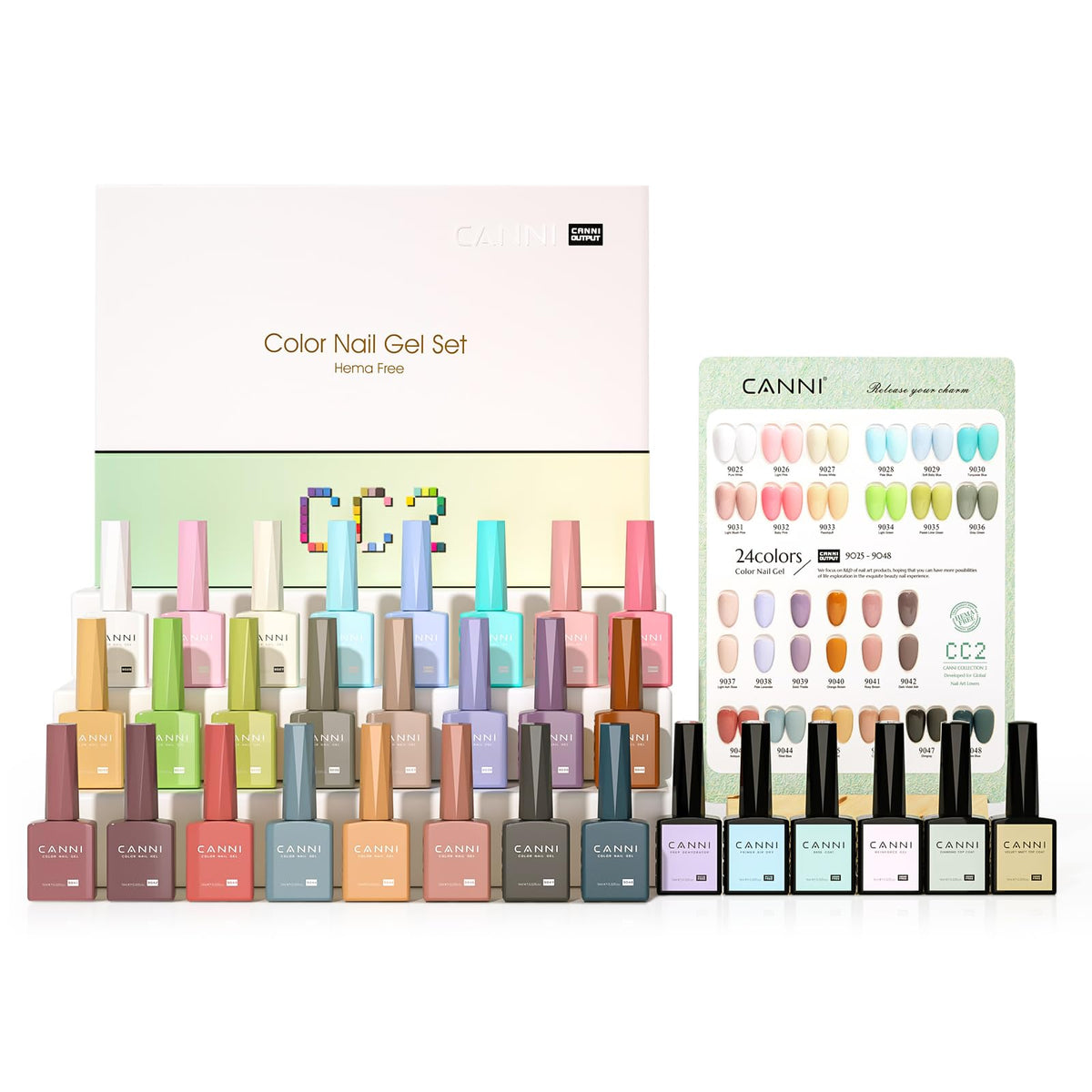 CANNI Gel Nail Polish Set 30 Pcs pastel colours front view