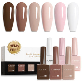 CANNI Gel Nail Polish Set 6 Nude Pink Shades front view