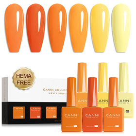 CANNI Gel Nail Polish Set 6 Orange Shades front view
