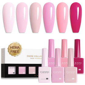CANNI Gel Nail Polish Set 6 pink shades front view