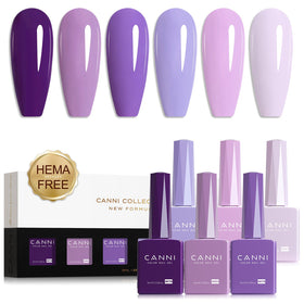 CANNI Gel Nail Polish Set 6 Purple Shades front view
