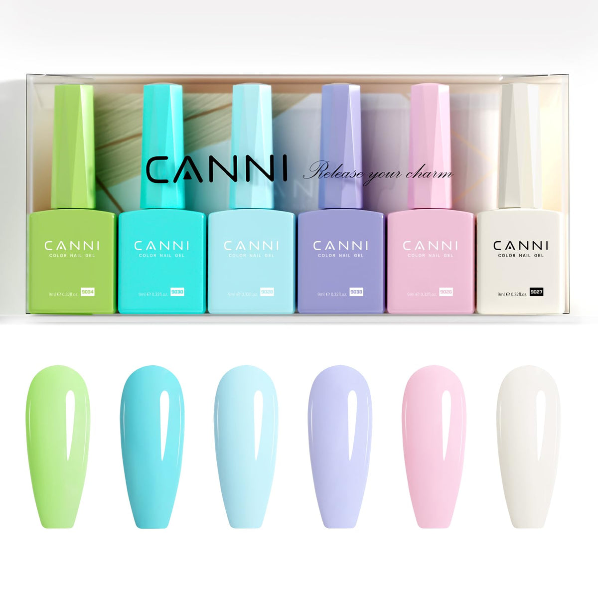 CANNI Gel Nail Polish Set 6 spring shades front view
