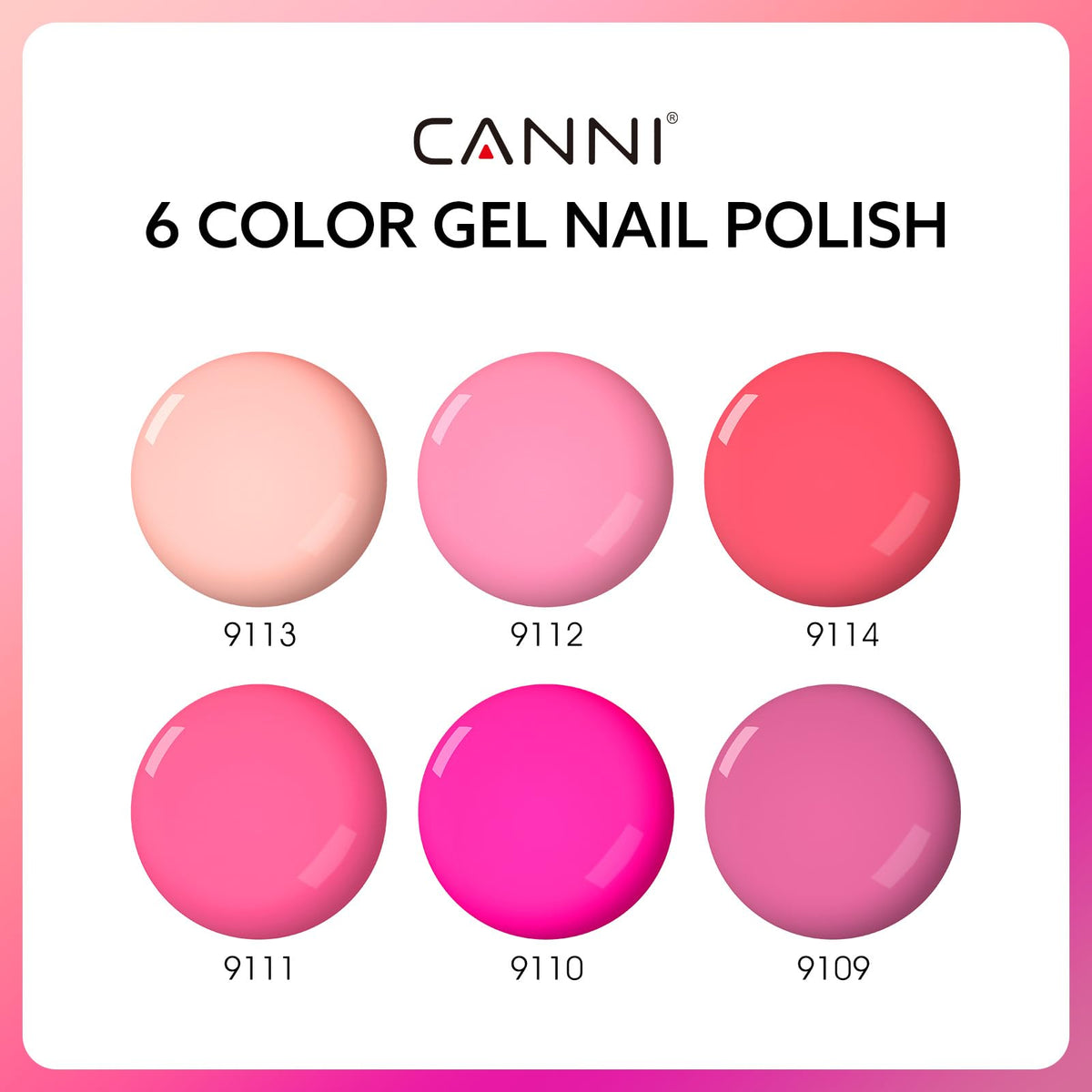 CANNI Gel Nail Polish Set 6Pcs pale pink bottles side view