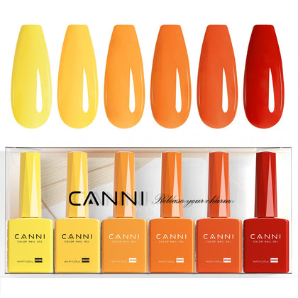 CANNI Gel Nail Polish Set 6Pcs yellow and orange bottles front view
