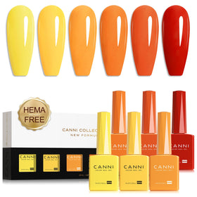 CANNI Gel Nail Polish Set with 6 orange shades front view