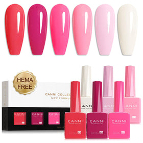 CANNI Gel Nail Polish Set with 6 pink shades front view