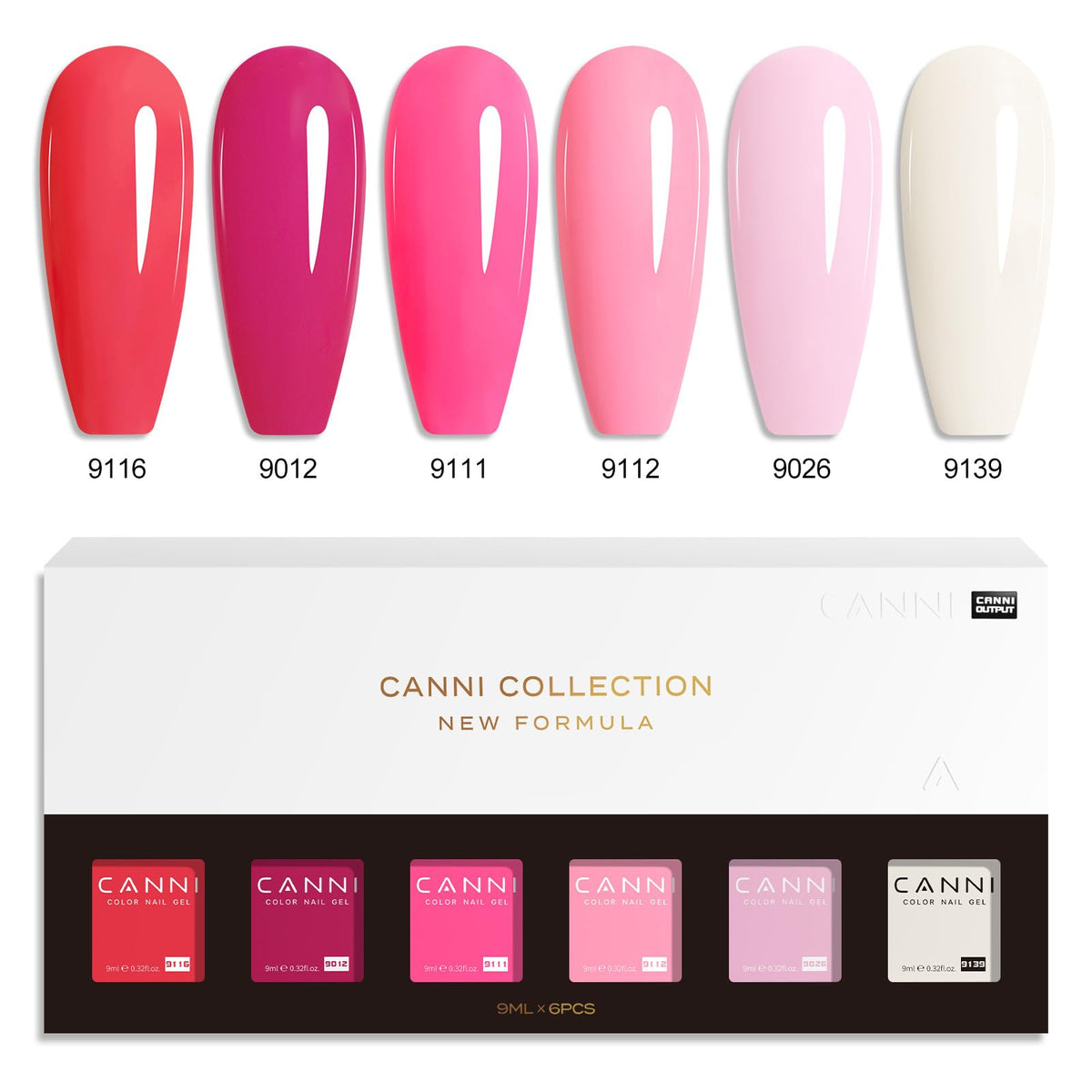 CANNI Gel Nail Polish Set with a hand holding a bottle