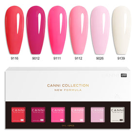 CANNI Gel Nail Polish Set with a hand holding a bottle