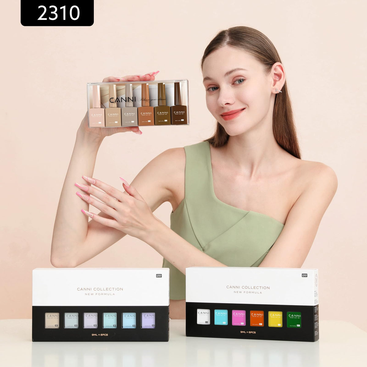 CANNI gel nail polish set with color-coded bottles