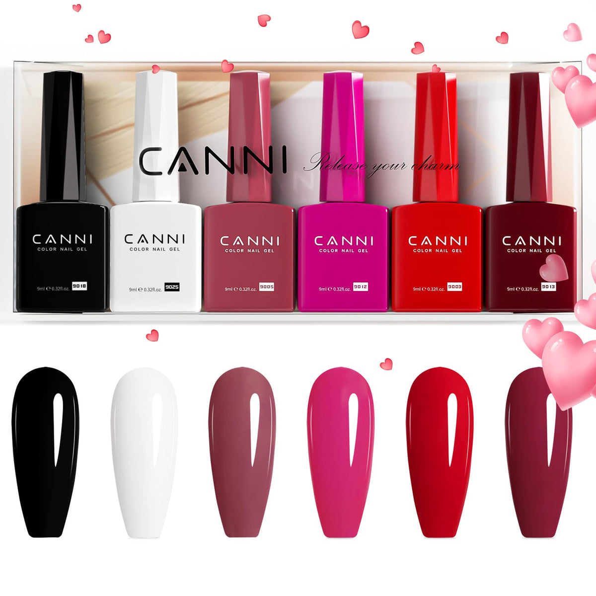CANNI Gel Nail Polish Set with six colour bottles