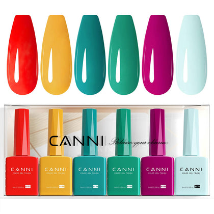 CANNI Gel Nail Polish Set with six coloured bottles