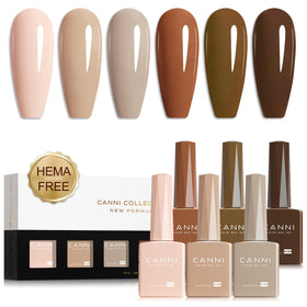 CANNI Gel Nail Polish Set with six neutral beige shades front view