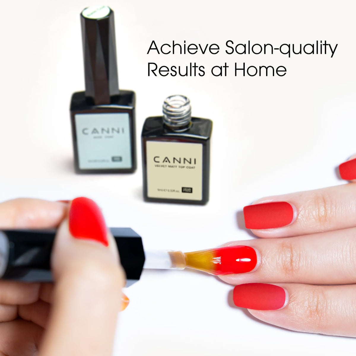 CANNI Glossy Top Coat applied on nails