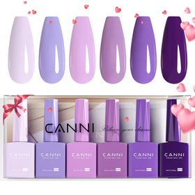 CANNI HEMA Free Purple Gel Nail Polish Set front view with six bottles