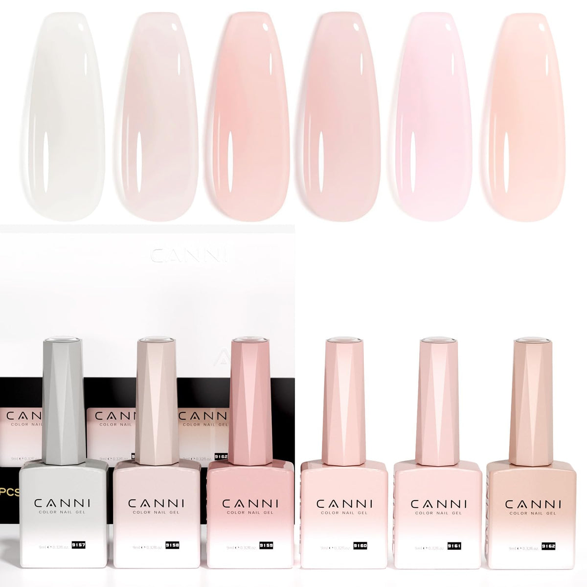 CANNI Jelly Gel Nail Polish Set 6Pcs packaging front view