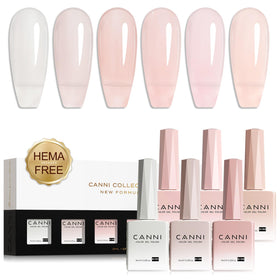 CANNI Jelly Gel Nail Polish Set with 6 nude pink shades front view