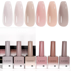 CANNI Jelly Nude Gel Nail Polish Set 6Pcs with coloured bottles