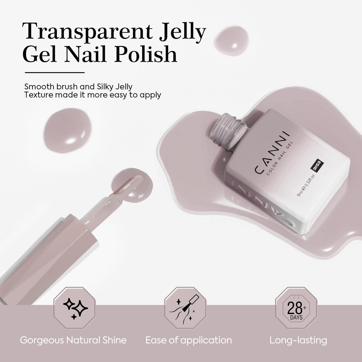 CANNI Jelly Nude Gel Nail Polish vibrant colour swatches