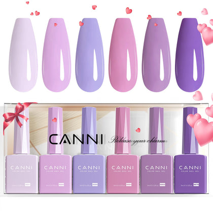 CANNI Light Purple Gel Nail Polish Set 6Pcs front view
