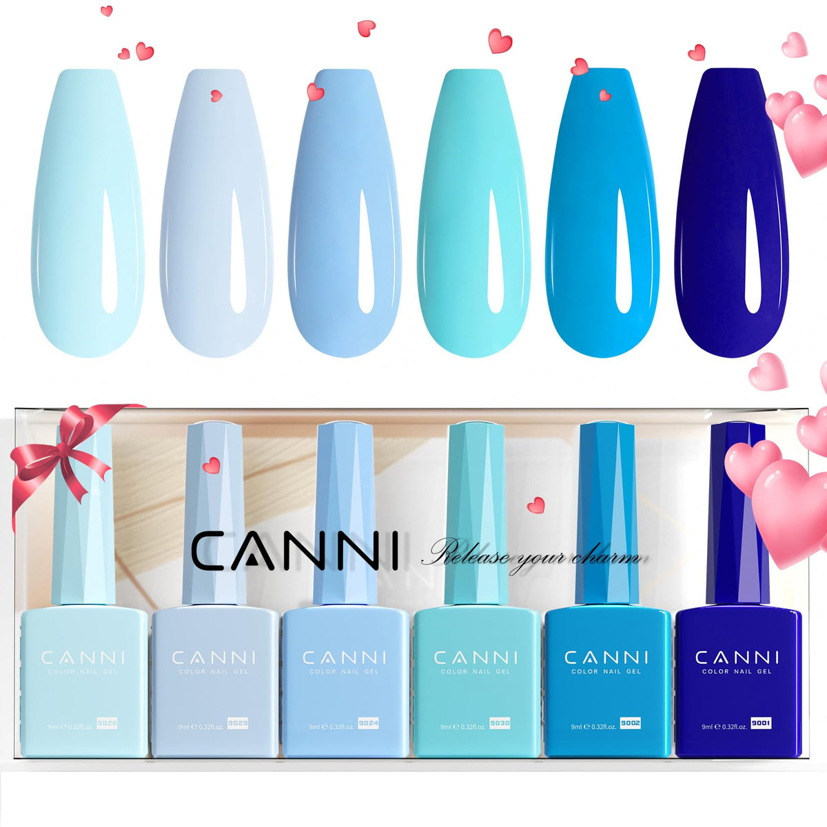 CANNI Navy Blue Gel Nail Polish Set 6Pcs packaging