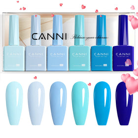 CANNI Navy Blue Gel Nail Polish set open with bottles visible