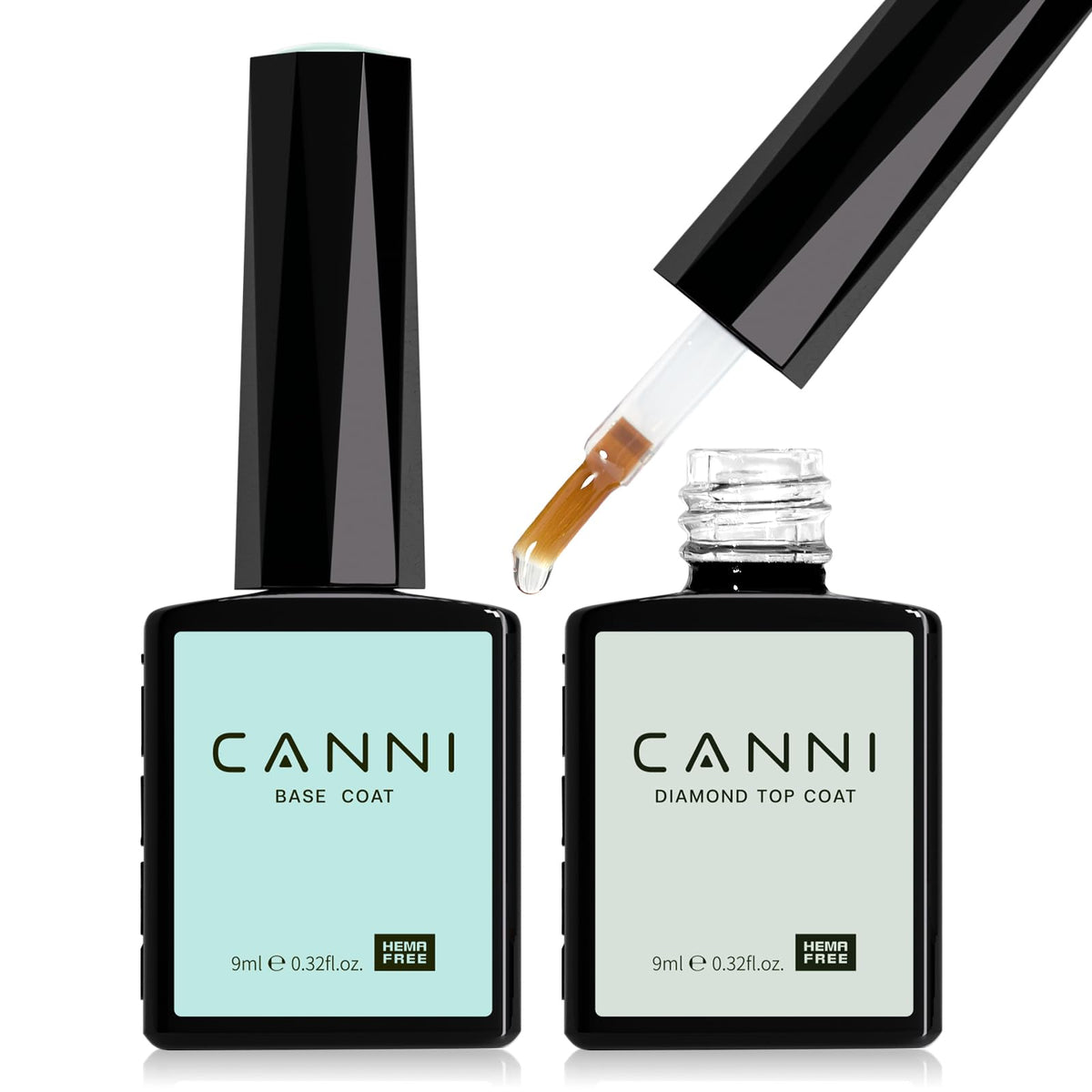 CANNI No Wipe Gel Top Coat and Base Coat Set front view