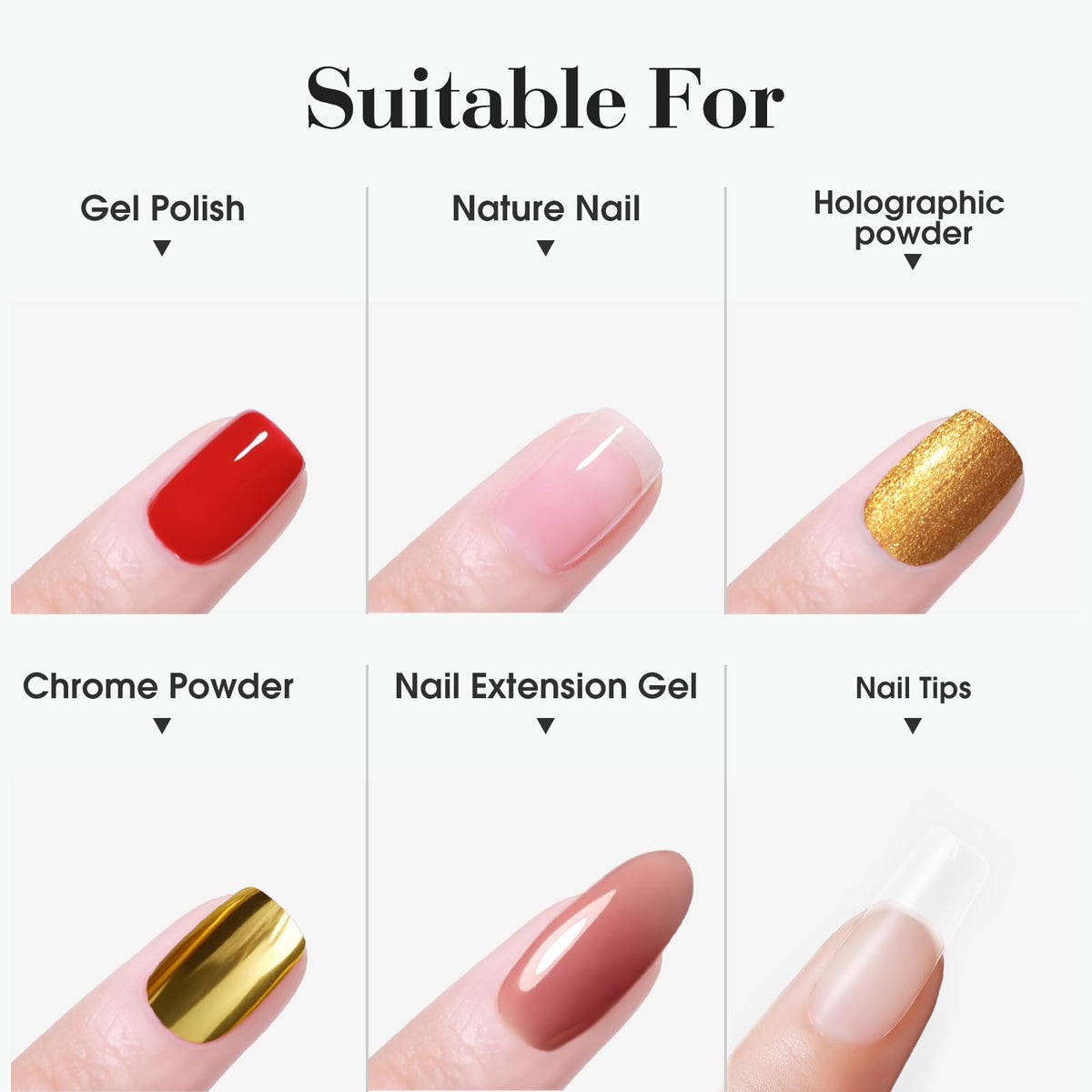 CANNI No Wipe Gel Top Coat and Base Coat Set with nail tools