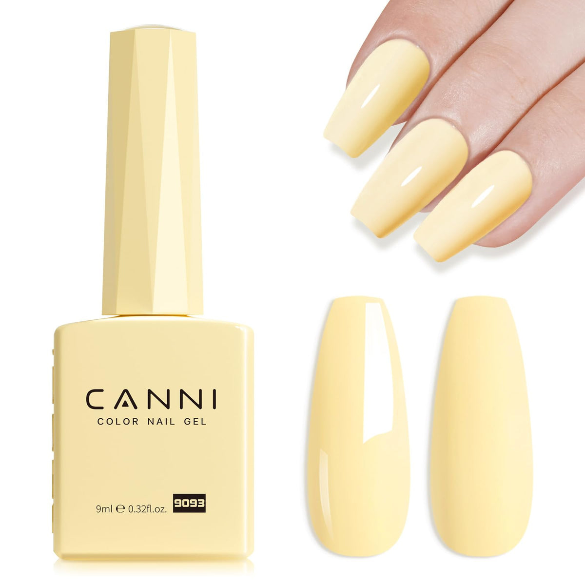 CANNI Pastel Yellow Gel Nail Polish 9ml front view
