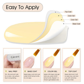 CANNI Pastel Yellow Gel Nail Polish 9ml with nail art tools