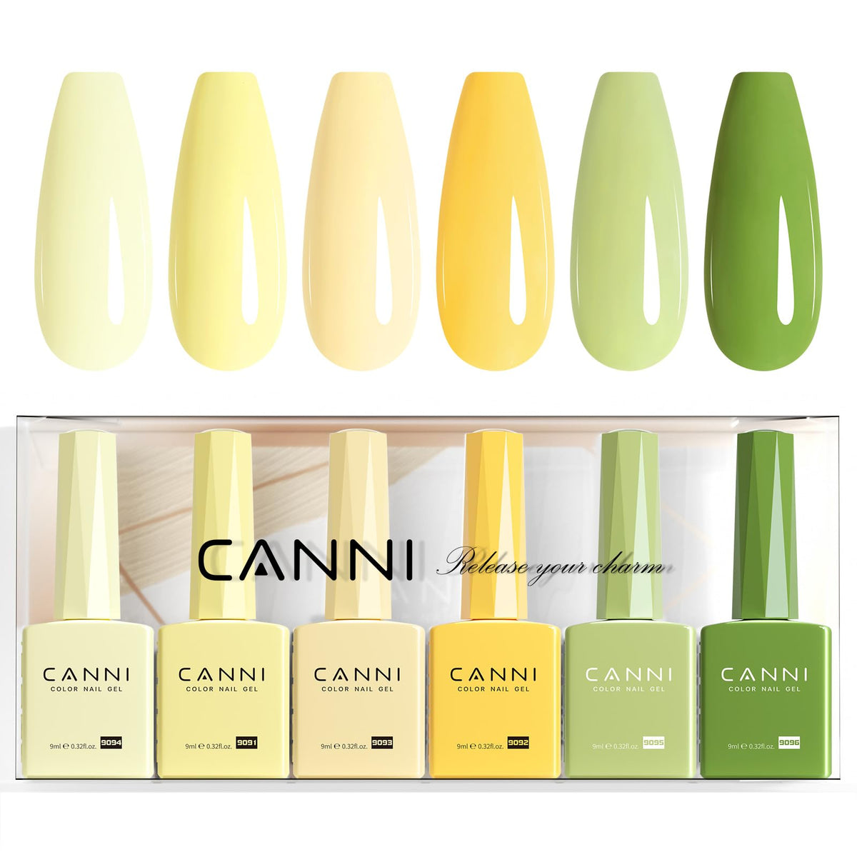 CANNI Pastel Yellow Gel Nail Polish Set with six bottles