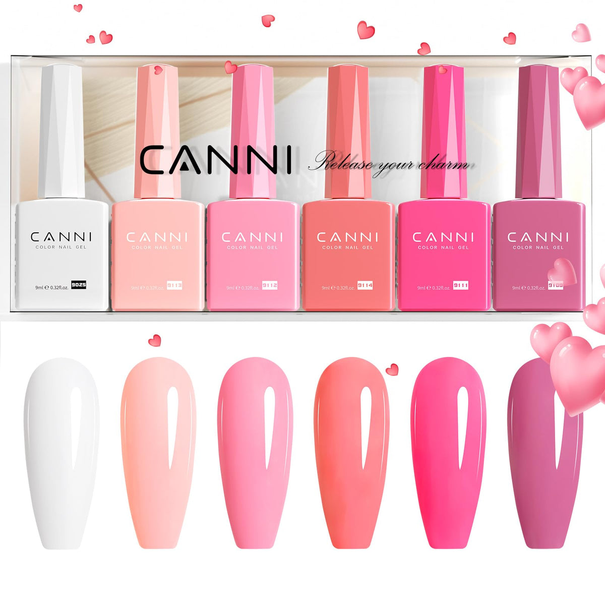 CANNI Pink Gel Nail Polish being applied at home