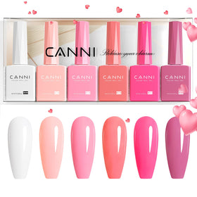 CANNI Pink Gel Nail Polish being applied at home