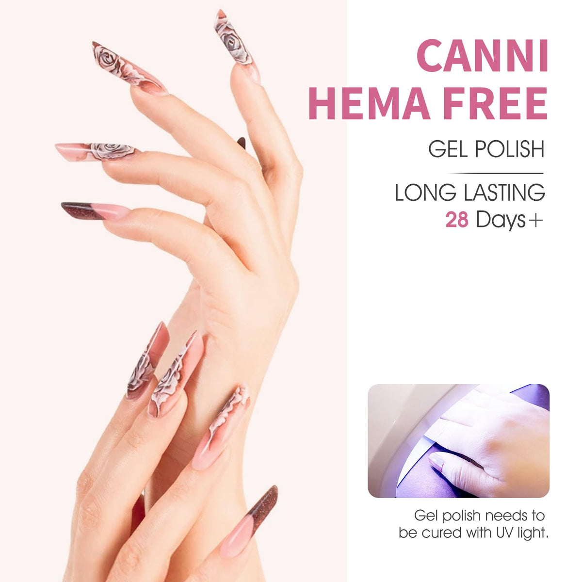 CANNI Pink Gel Nail Polish swatches on display
