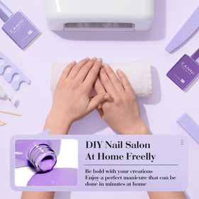 CANNI purple gel polish on nails with glossy finish