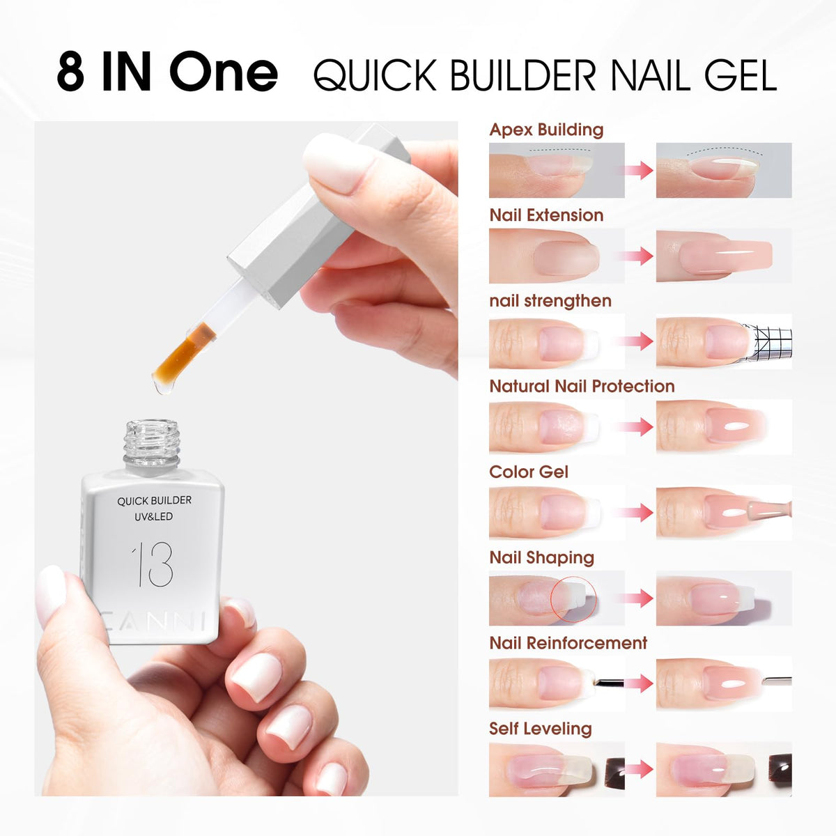CANNI Quick Builder Nail Gel close-up showing smooth texture