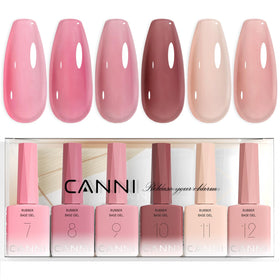 CANNI Rubber Base Gel Nail Polish Set 6 Pcs front view