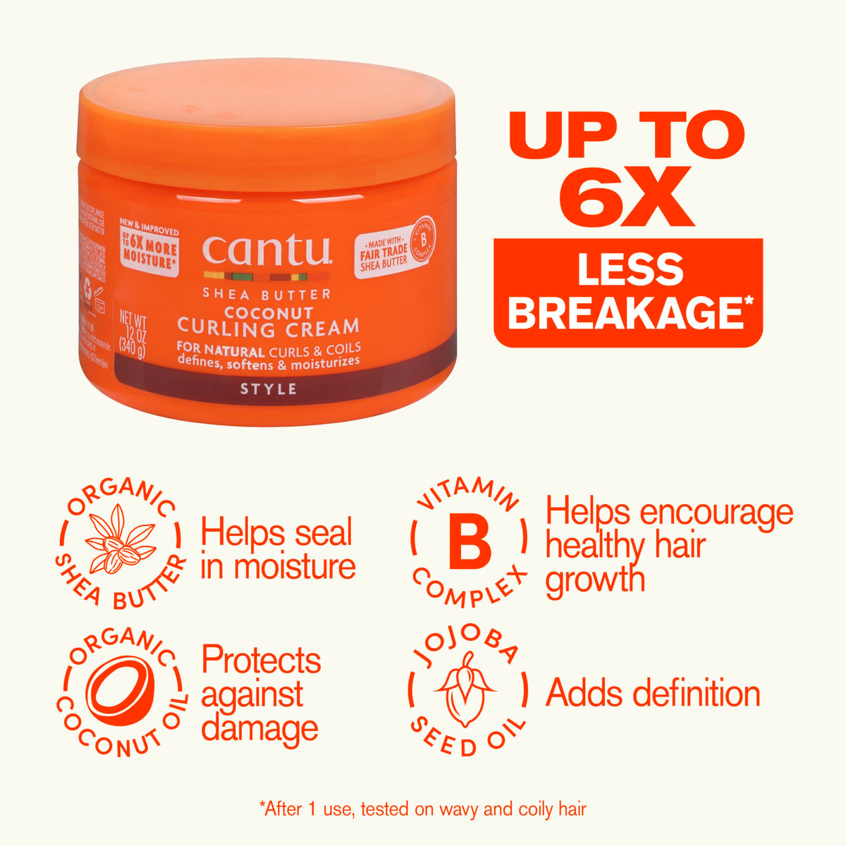 Cantu Coconut Curling Cream 12 oz side view