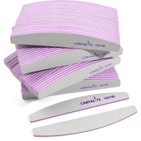CANVALITE 100 PCS Nail Files front view with half-moon shape