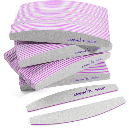 CANVALITE 100 PCS Nail Files front view with half-moon shape