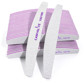CANVALITE 50 PCS Nail Files front view showing half-moon shape