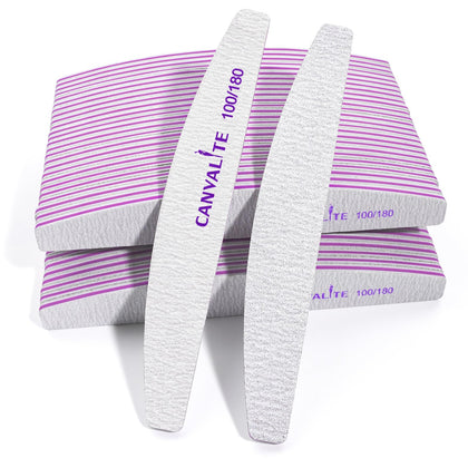 CANVALITE 50 PCS Nail Files front view showing half-moon shape