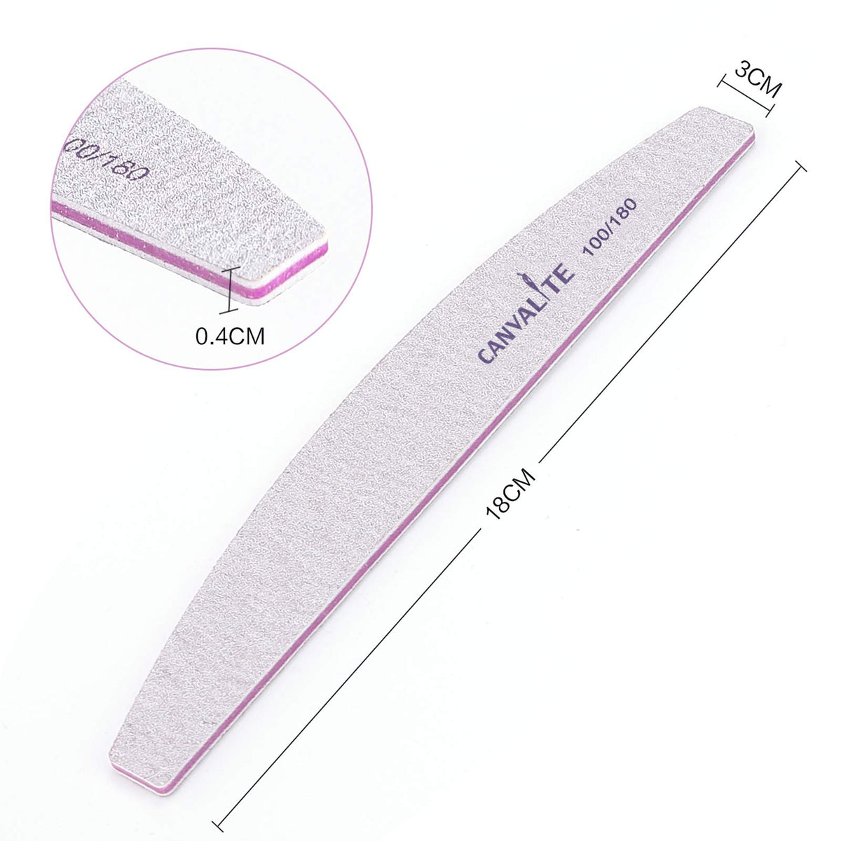 CANVALITE Nail Files showing double-sided grit 100 and 180