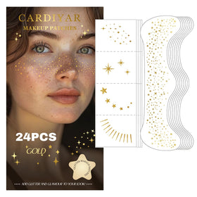 Cardiyar Glitter Freckles 24PCS gold face tattoos front view