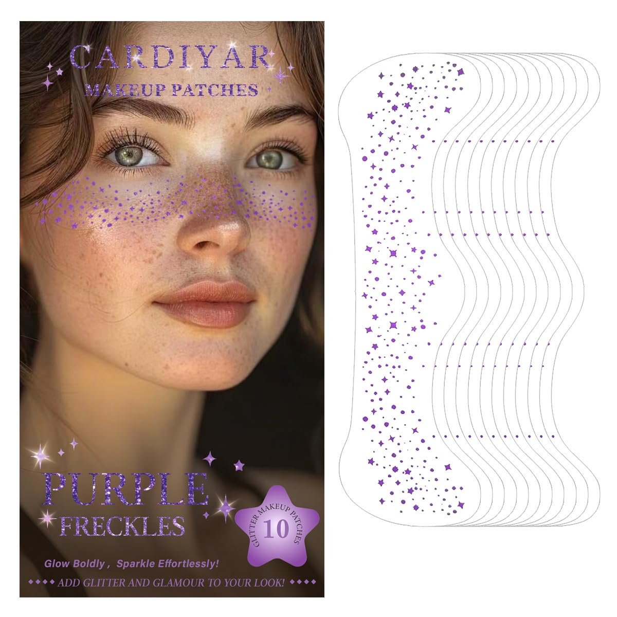 Cardiyar Glitter Freckles 24PCS pack front view with gold patches